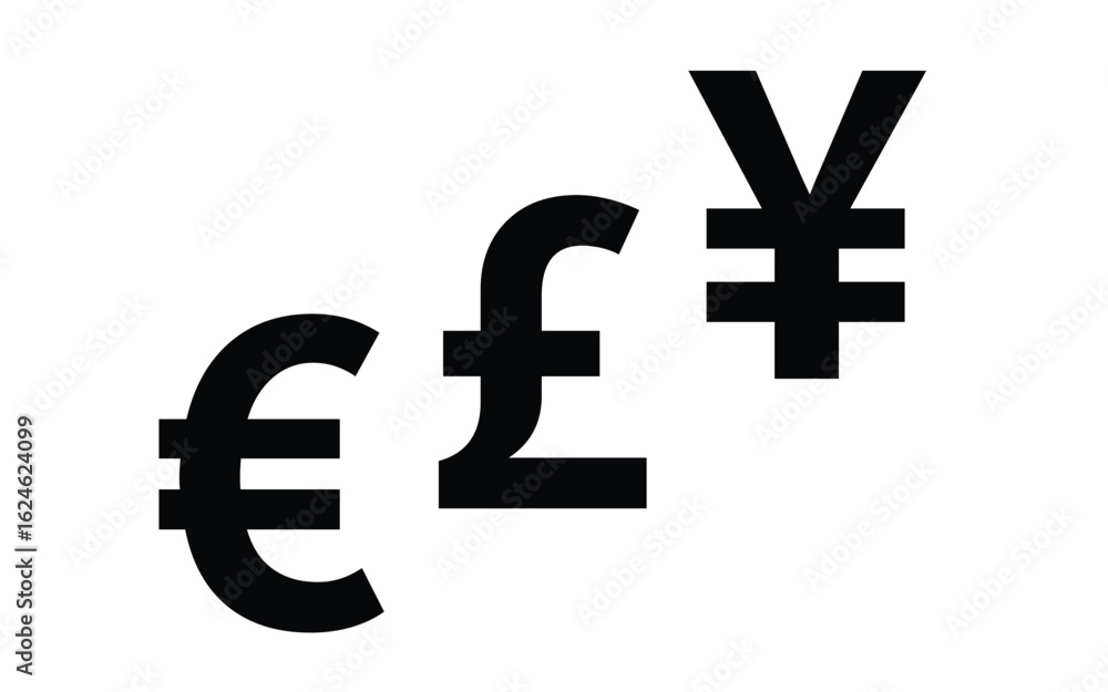 Obraz premium Major currencies symbols in black and white