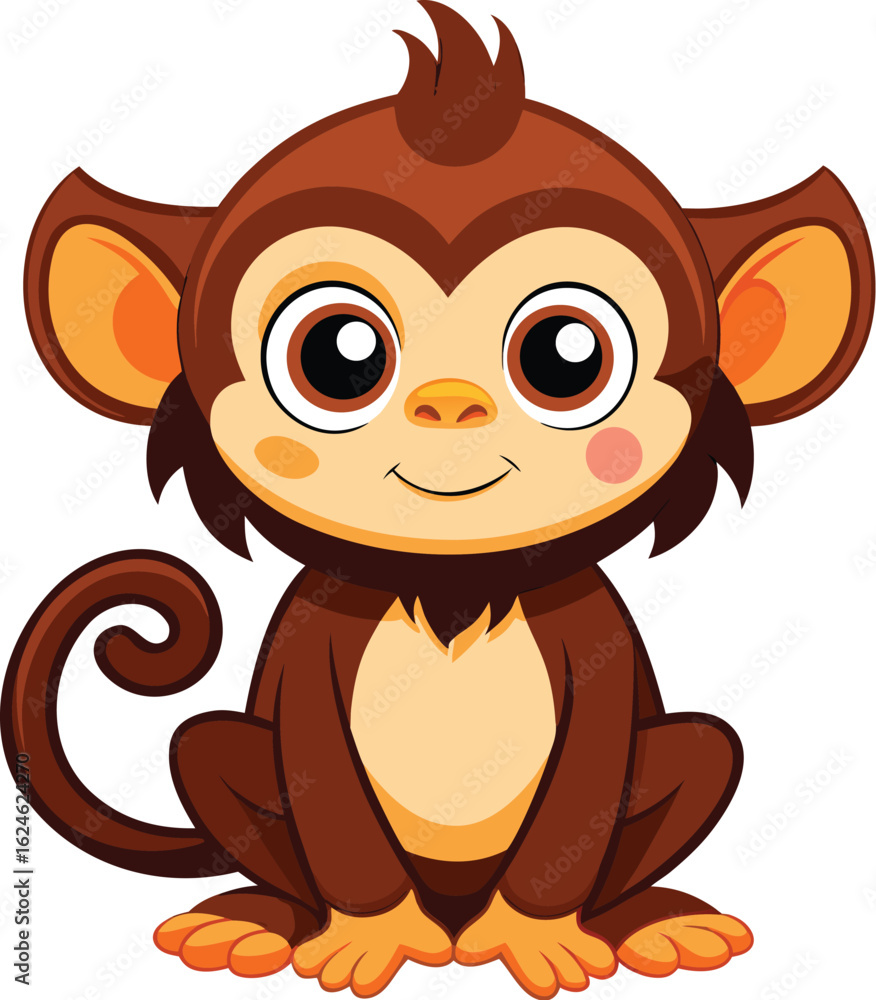 Obraz premium a cute monkey cartoon on white background
