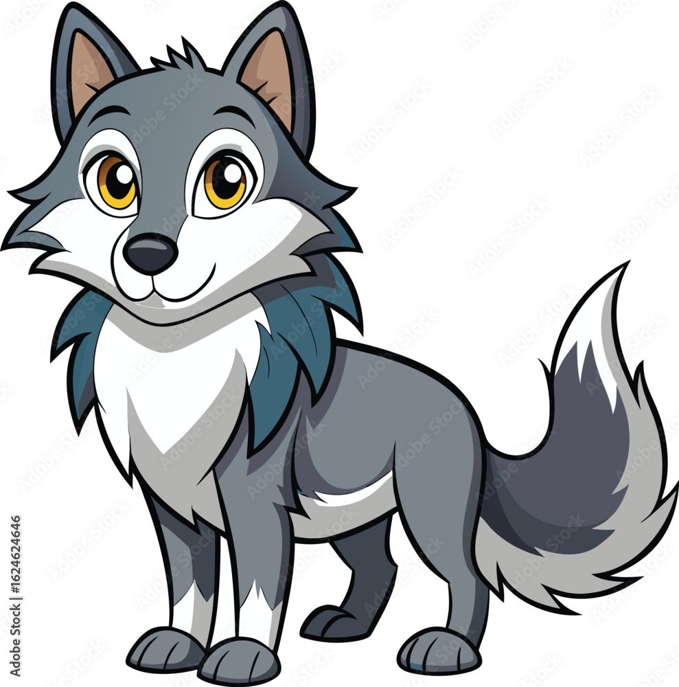 Obraz premium black wolf on white background