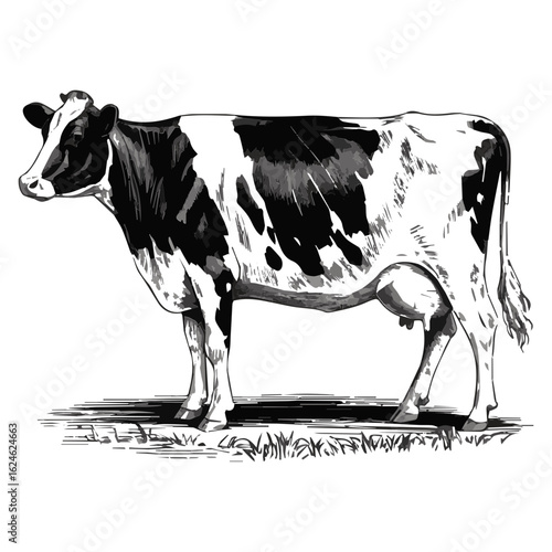 Vector illustration of a cow vintage style engraving