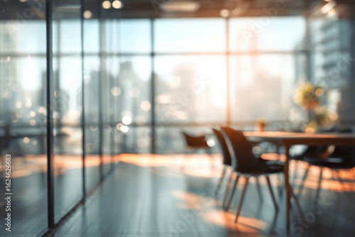 Blurred modern office space with city view (1)