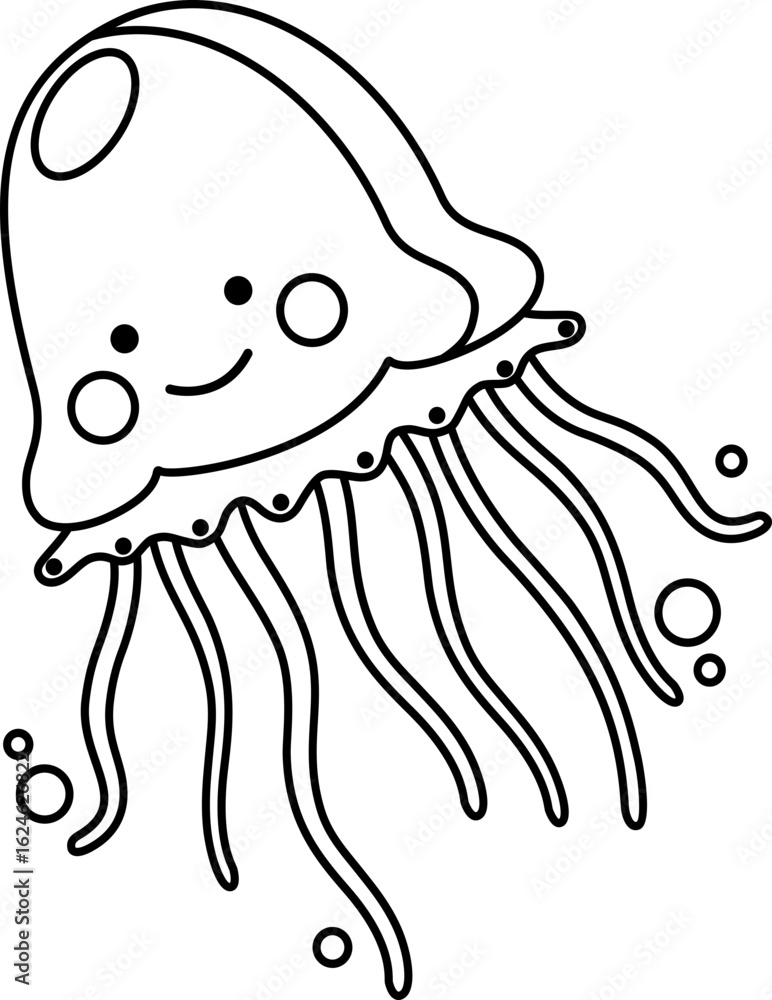 custom made wallpaper toronto digitalVector illustration of a Jellyfish, Line Drawing, icon