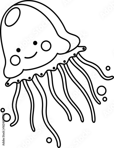 Wallpaper Mural Vector illustration of a Jellyfish, Line Drawing, icon Torontodigital.ca