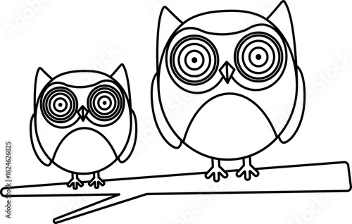 Wallpaper Mural Vector illustration of owls, Line Drawing, icon Torontodigital.ca