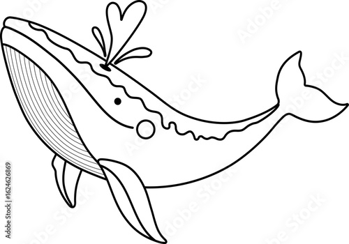 Wallpaper Mural Vector illustration of a Whale, Line Drawing, icon Torontodigital.ca
