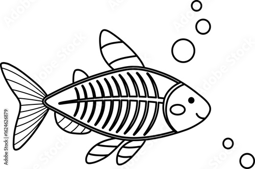 Wallpaper Mural Vector illustration of an X-ray fish, Line Drawing, icon Torontodigital.ca