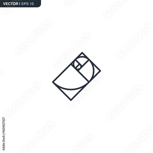 Golden ratio, linear style sign for mobile concept and web design