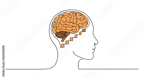 Human brain with staircase, achievement and drive concept illustration