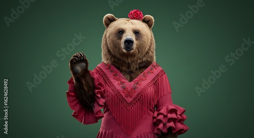 Bear in flamenco dress with rose