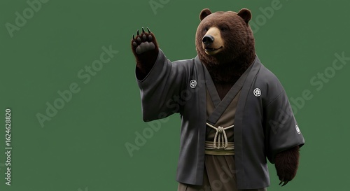 Bear in kimono costume illustration