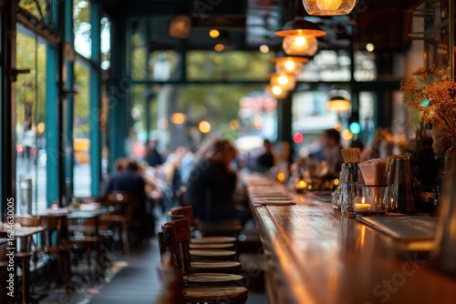 Wallpaper Mural Busy cafe, warm lighting, city view Torontodigital.ca