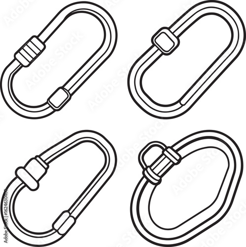 Carabiner outline vector illustration line art