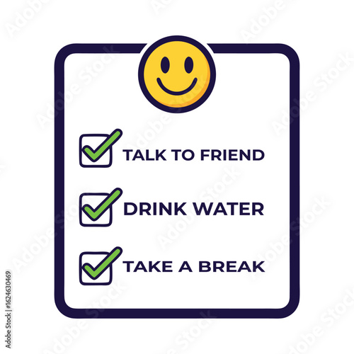 Colorful checklist illustration featuring motivational reminders for
