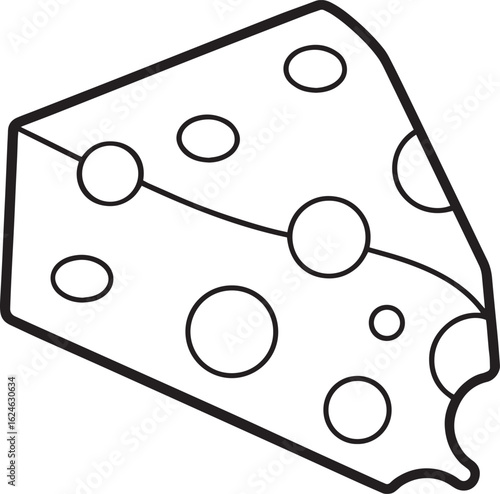Cheese outline vector illustration line art