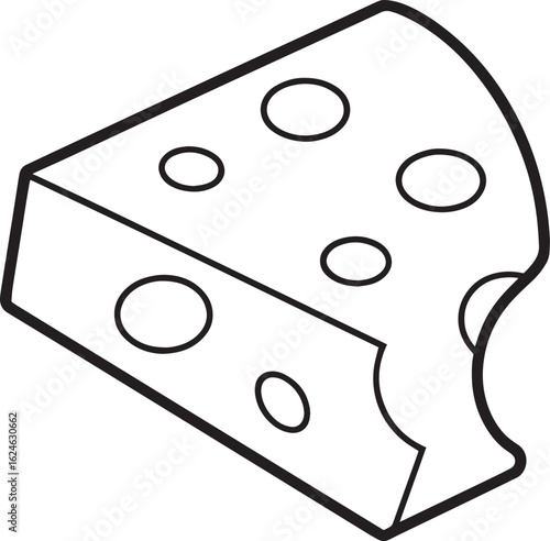 Cheese outline vector illustration line art