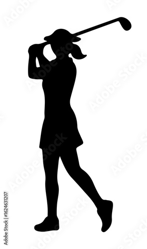 Golf Girl Player Silhouette Vector Sports Woman Outline illustration