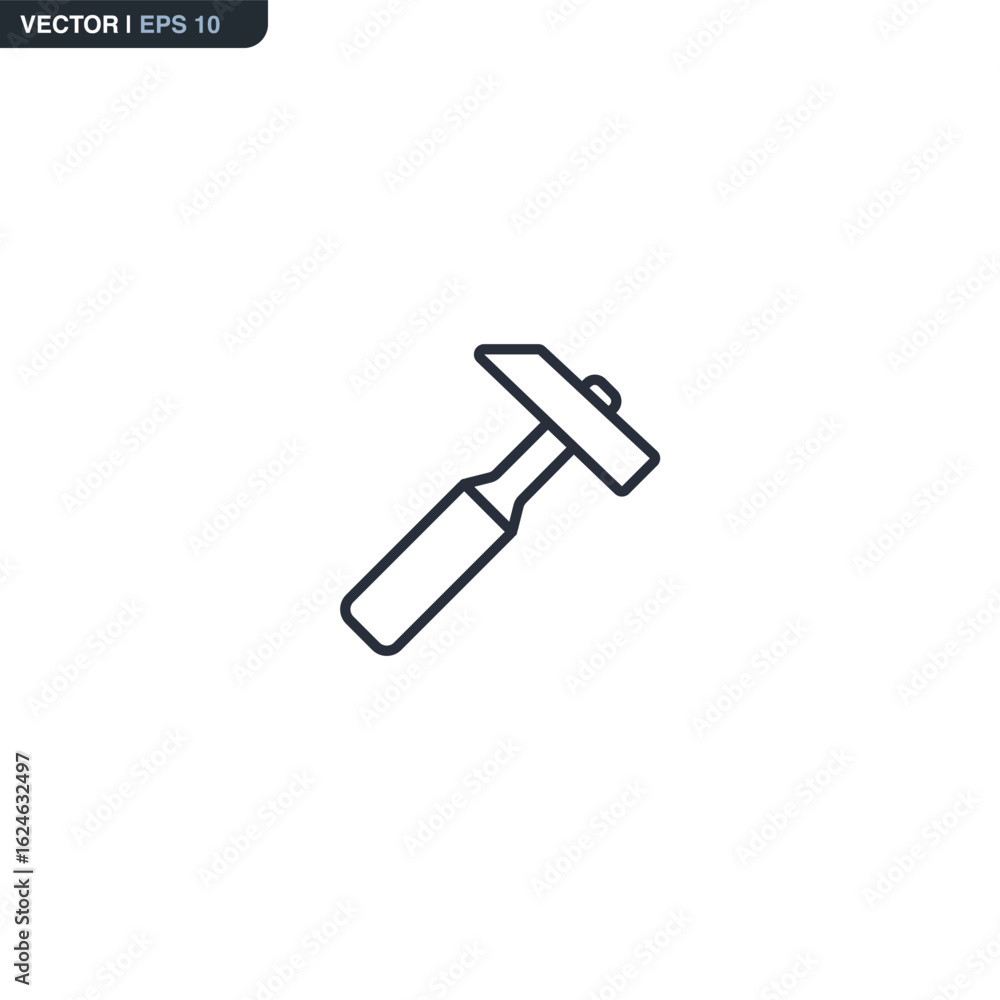 Fototapeta premium Hammer, linear style sign for mobile concept and web design