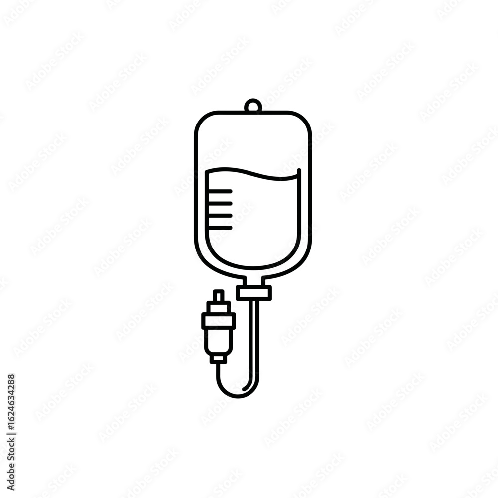 Fototapeta premium IV drip bag vector icon for intravenous therapy and medical treatment 