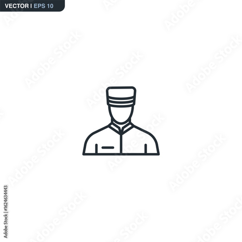 Hotel bellman, linear style sign for mobile concept and web design