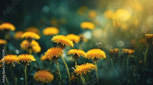 Wallpaper Mural The vibrant dandelions illuminating the meadow with cheerful sunlight. Torontodigital.ca