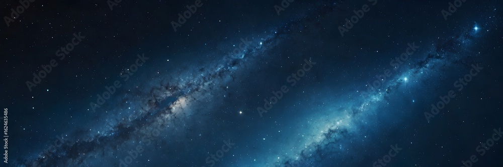 Fototapeta premium Vast Night Sky with Bright Stars and Milky Way Galaxy in Deep Blue Atmosphere