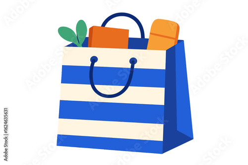 This fashionable blue striped tote is ideal for holding everything you need for a day at the seaside