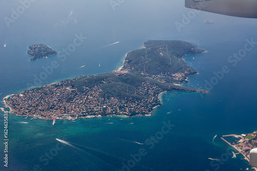 View from airplane of Buyukada Island, Turkey