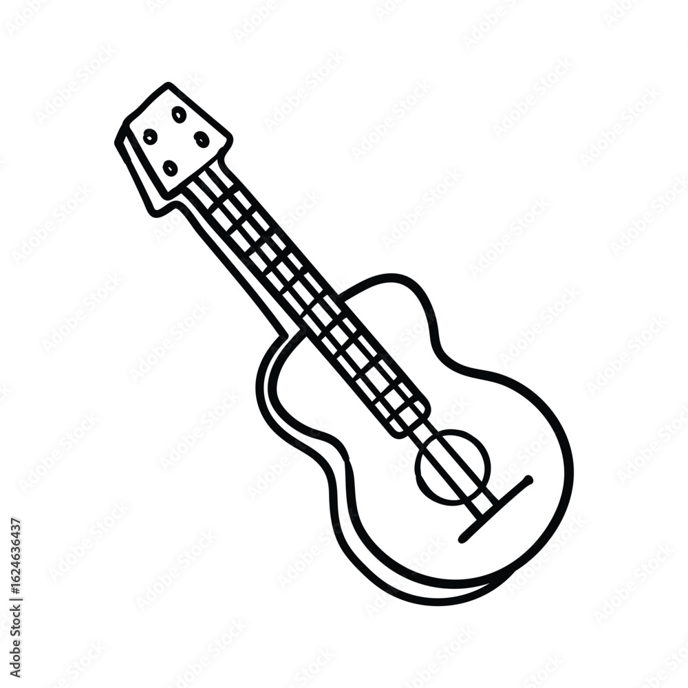 Fototapeta premium Handdrawn Line Art Acoustic Guitar Illustration.