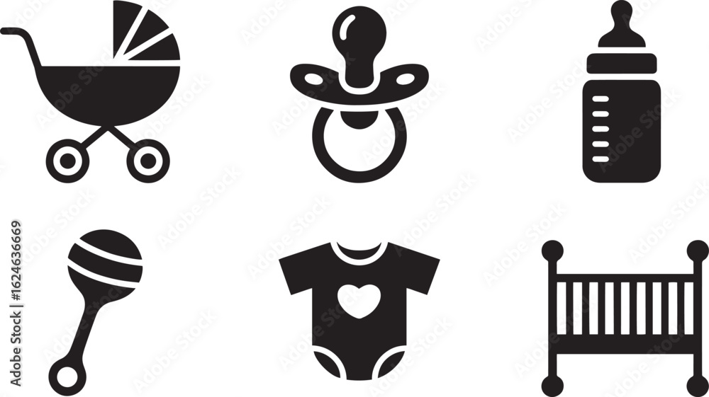 Naklejka premium Baby Stroller Icon Vector Illustration Design with Simple Style and Isolated on Transparent Background