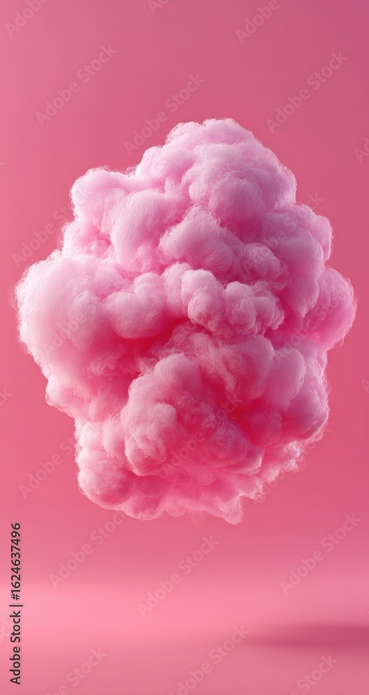 Obraz premium Pink fluffy cloud on pink background