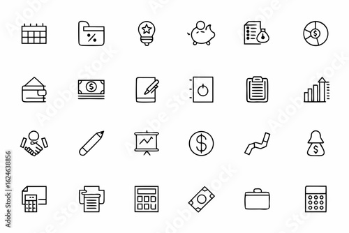 A refined line illustration set dedicated to bookkeeping tools and tasks. Perfect for finance blogs, SaaS dashboards, and corporate materials