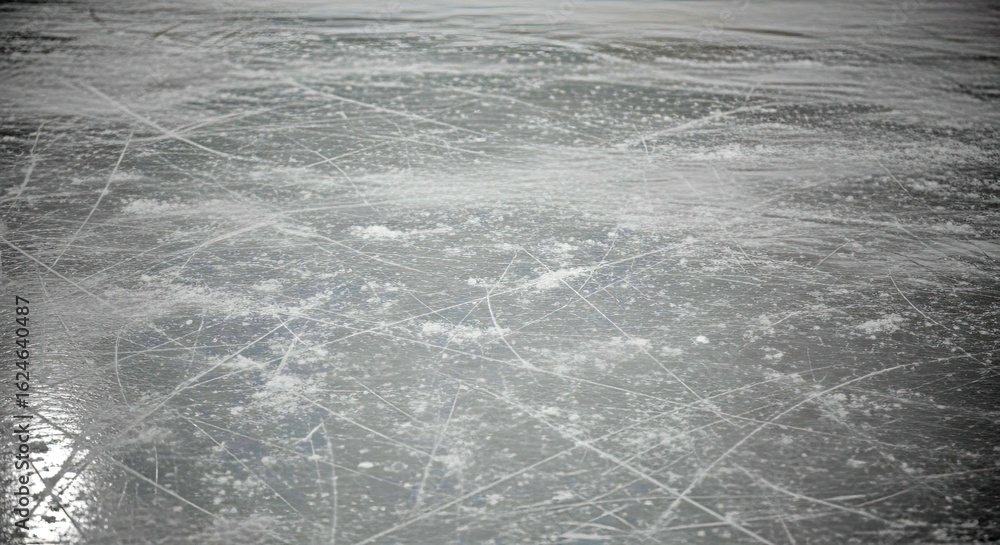 Naklejka premium Ice Surface Texture: A detailed shot of ice surface covered in intricate scratches. The image gives a unique look into textures.