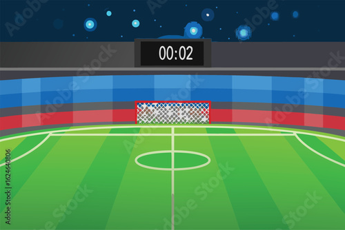 A vibrant outdoor sports court with a basketball and net, ready for an exciting game under the open sky