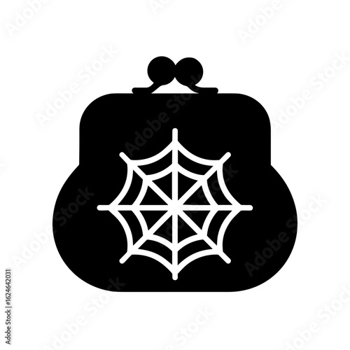 Empty coin purse with cobweb symbolizing financial emptiness (Filled icon)