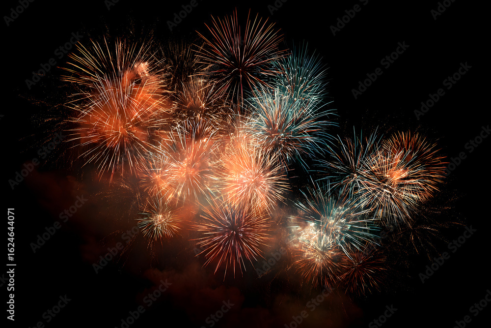 Illuminating the Night: A Dazzling Bright Fireworks Display Bursting with Colorful Lights and Patterns in the Dark Sky Illuminating the Night: A Dazzling Bright Fireworks Display Bursting with Colorful Lights and Patterns in the Dark Sky