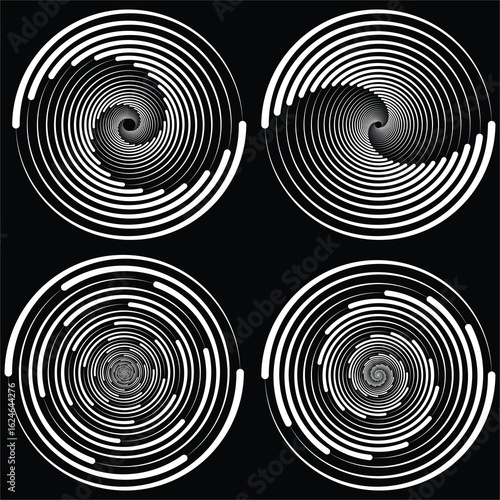 Abstract line circular round spiral shapes, Spiral vortex, vector illustration 
