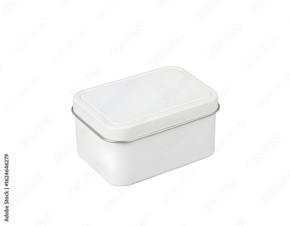 White Rectangular Tin Box with Lid White Rectangular Tin Box with Lid