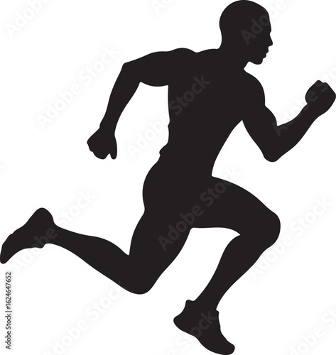 Dynamic running man silhouette in a strong pose, a powerful graphic for sports, fitness, and health-related themes. 