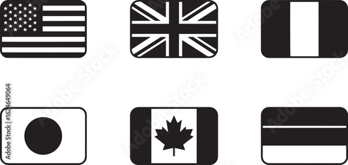 Country Flags Vector Icon Set - National Symbols and International Representation Design