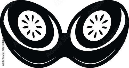 cucumber slice for eyes on white background.eps