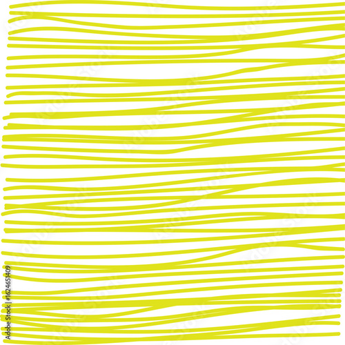 Wavy yellow lines across a white background create an abstract and textured visual pattern design element