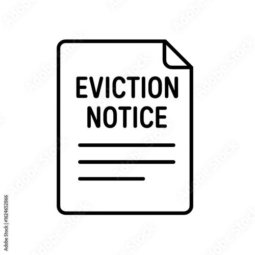Eviction notice document symbolizing housing loss and financial distress (Outline icon)