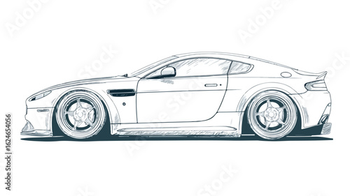 Sleek Sports Car Side View Outline for Automotive Designs and Concepts