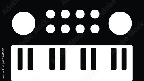 Professional Synthesizer Knobs Silhouette Vector Icon Logo in White Background