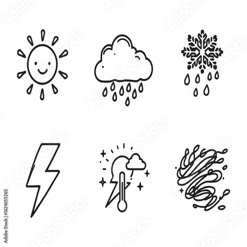 black and white weather station line drawing illustration.eps