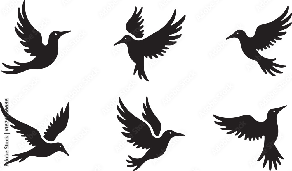 Obraz premium Flying Bird Silhouette Bundle