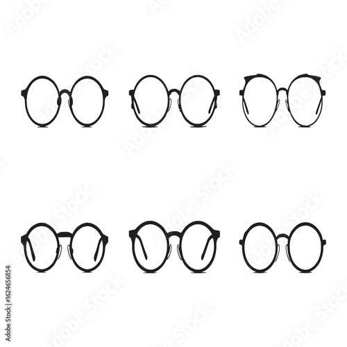classic vintage round eyeglasses outline vector illustration.eps