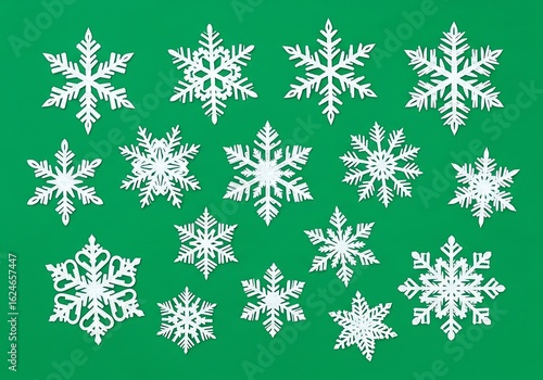 Wallpaper Mural White Snowflakes on Green Background Festive Winter Holiday Decor Torontodigital.ca