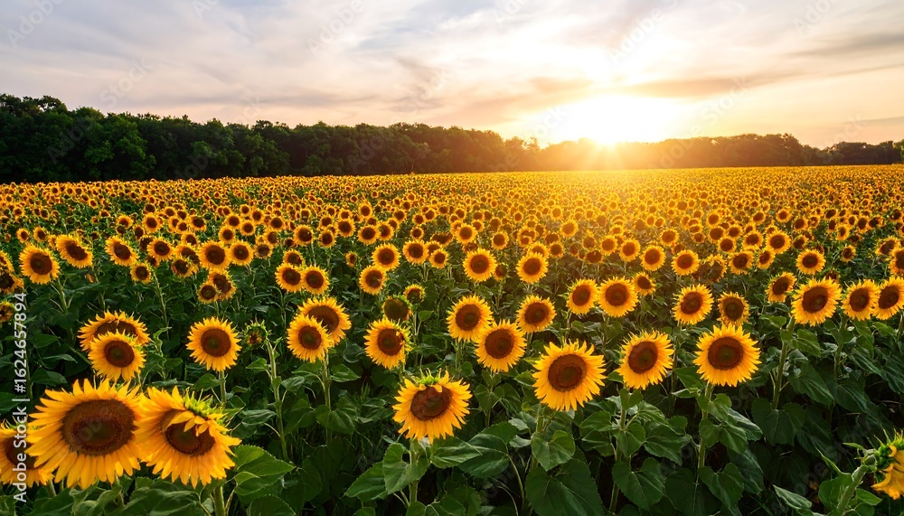 Obraz premium Sunflowers field at sunset (4)
