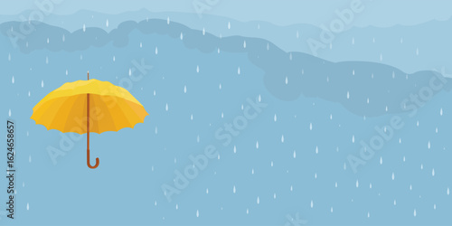 Clouds and rain, umbrella in rainy season, weather nature background